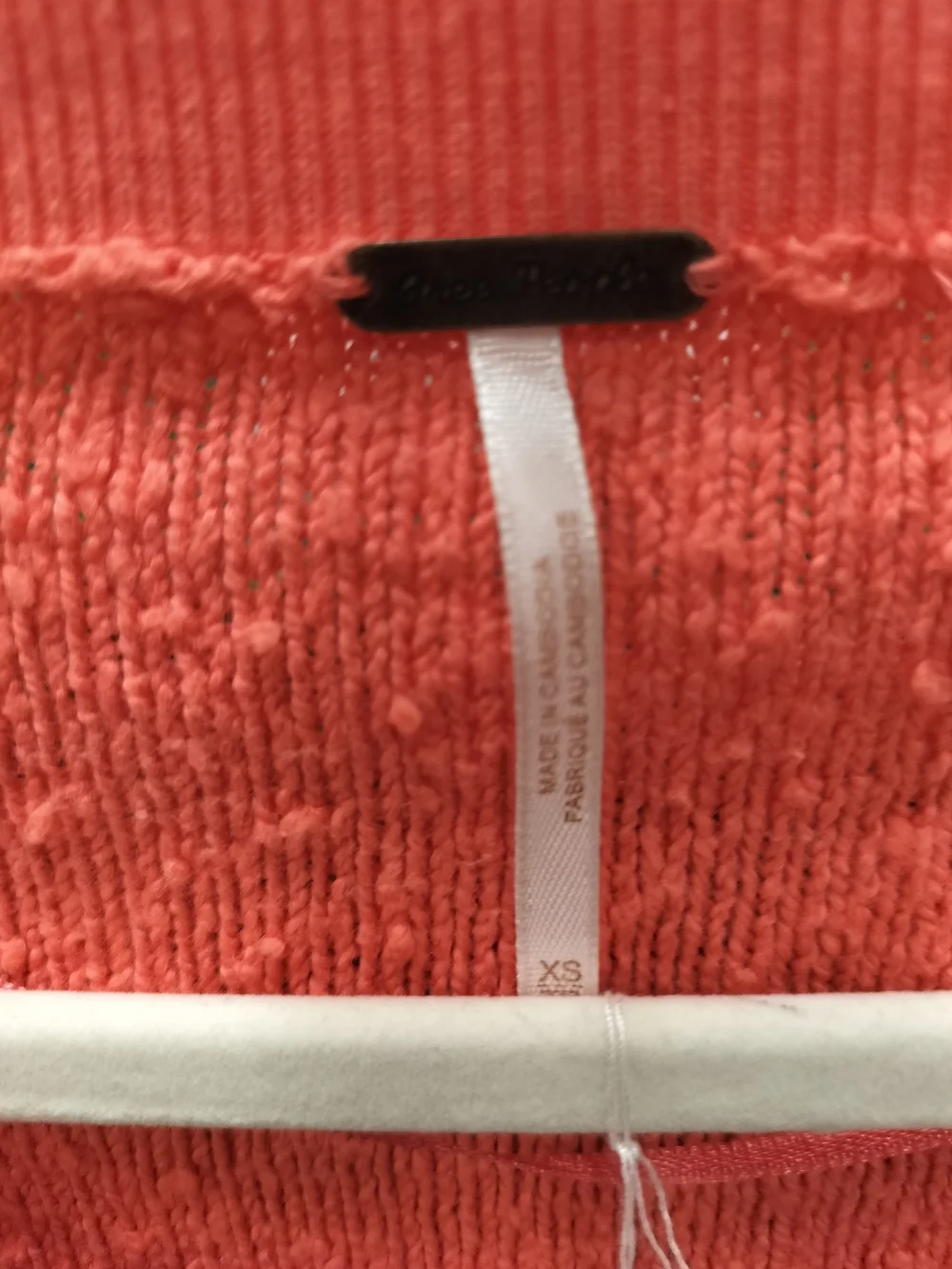 Free People Bright Orange Scoop-Neck Textured Pullover